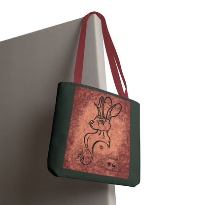 Dust Storm Jackalope Bust Drawing Tote Green Bag