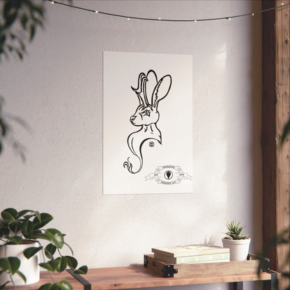 Jackalope Bust Drawing Matte Vertical Posters