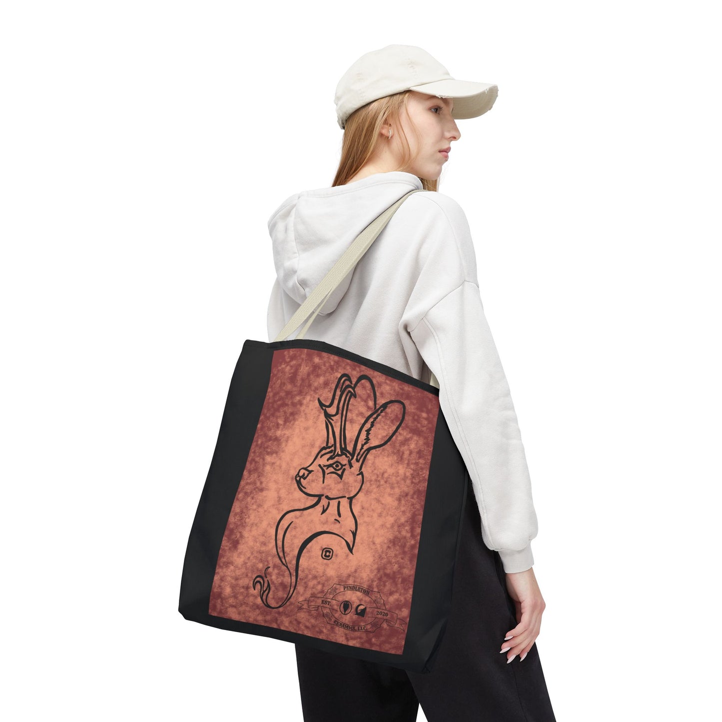 Dust Storm Jackalope Bust Drawing Tote Black Bag