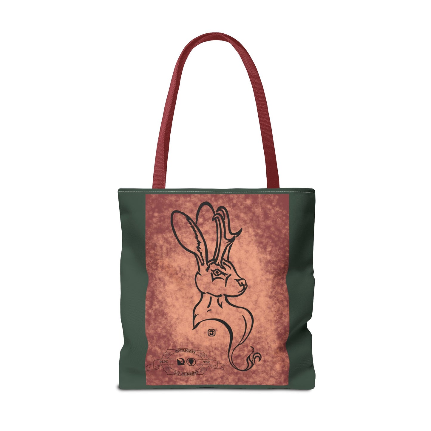 Dust Storm Jackalope Bust Drawing Tote Green Bag