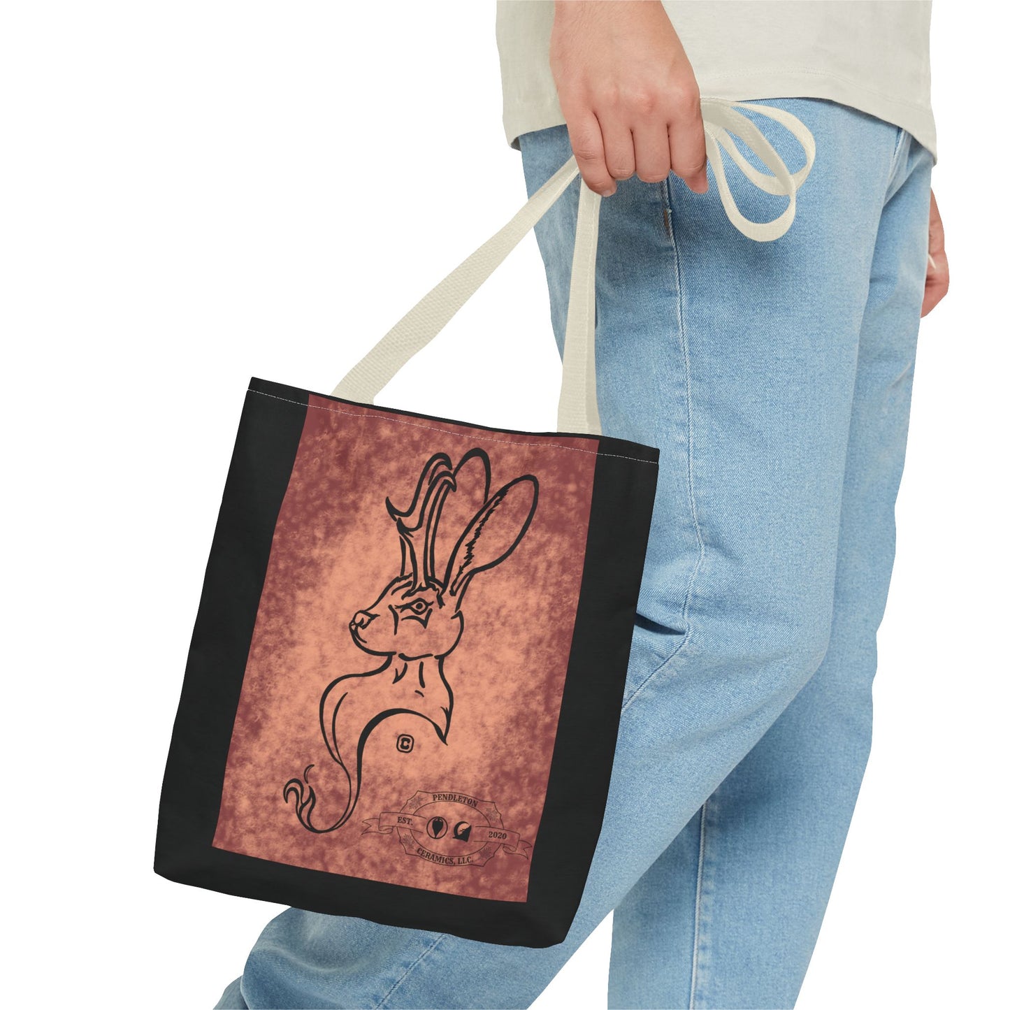 Dust Storm Jackalope Bust Drawing Tote Black Bag