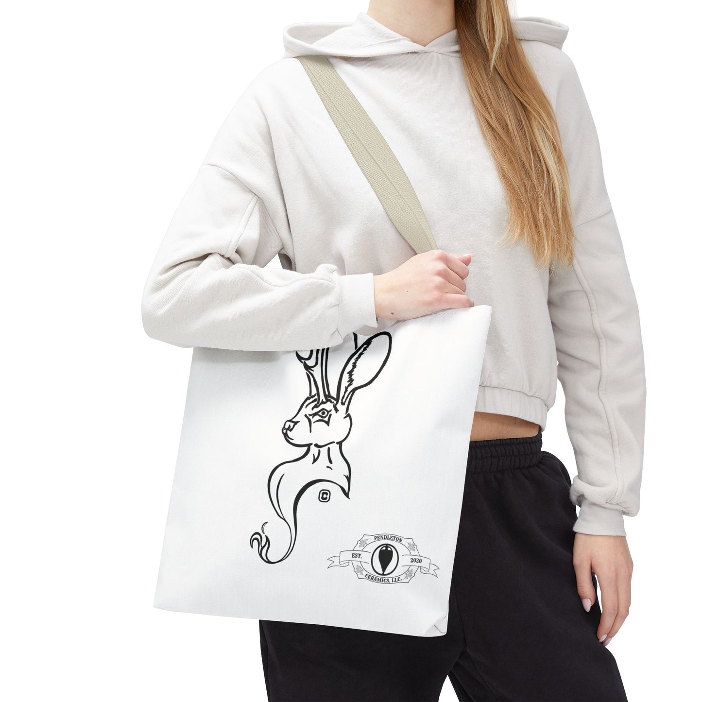 Jackalope Bust Drawing Tote White Bag