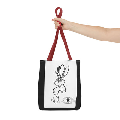 Jackalope Bust Drawing Tote Bag with Black Stripe