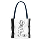 Jackalope Bust Drawing Tote Bag with Black Stripe