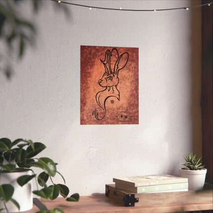 Dust Storm Jackalope Bust Drawing Wall Art