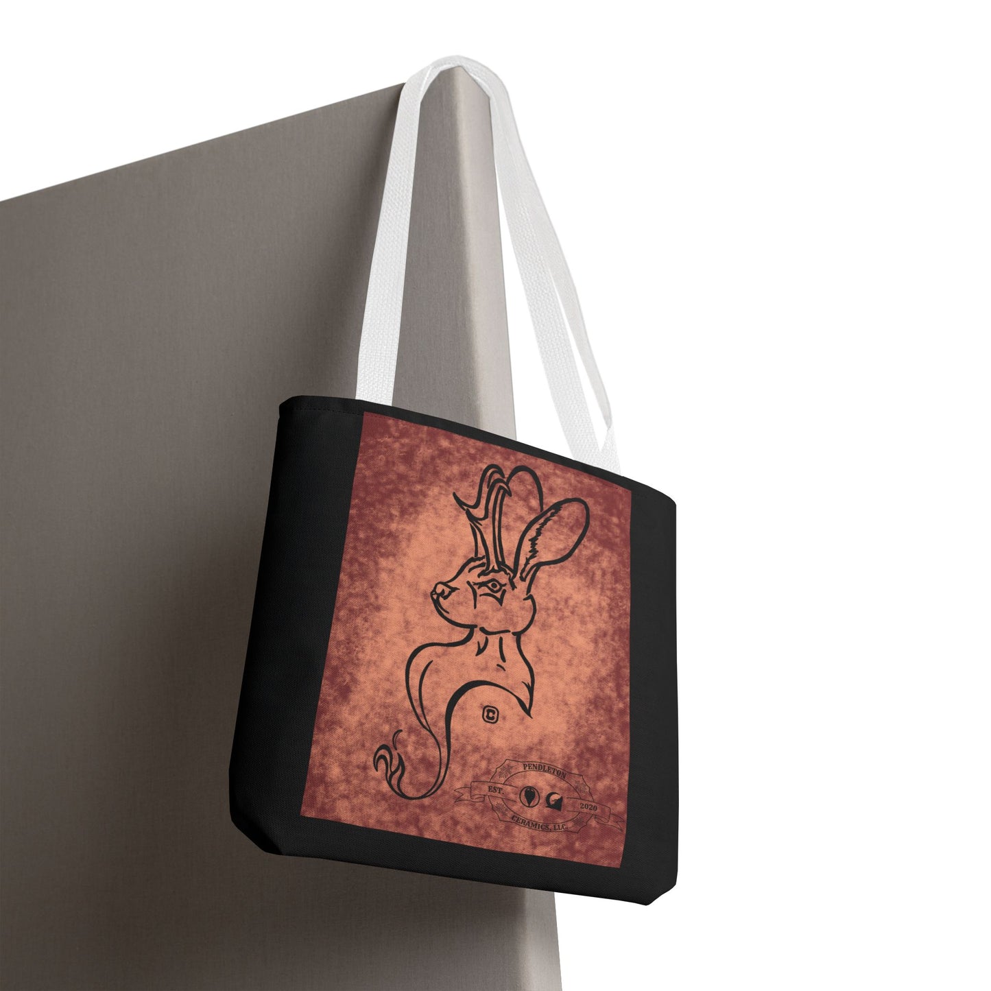 Dust Storm Jackalope Bust Drawing Tote Black Bag