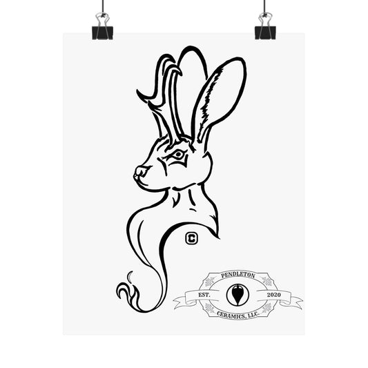 Jackalope Bust Drawing Matte Vertical Posters