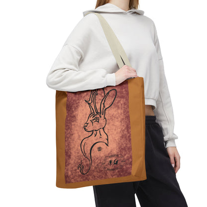 Dust Storm Jackalope Bust Drawing Tote Brown Bag