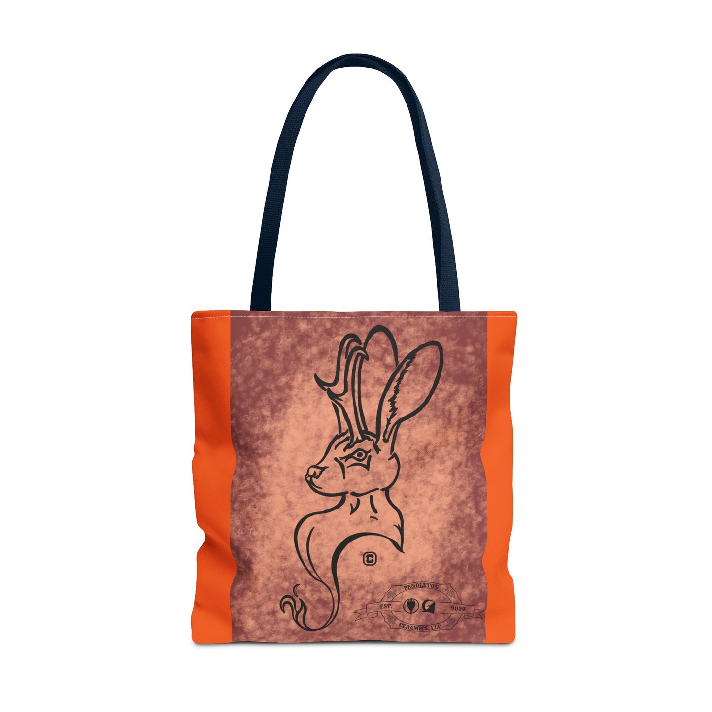 Dust Storm Jackalope Bust Drawing Tote Orange Bag