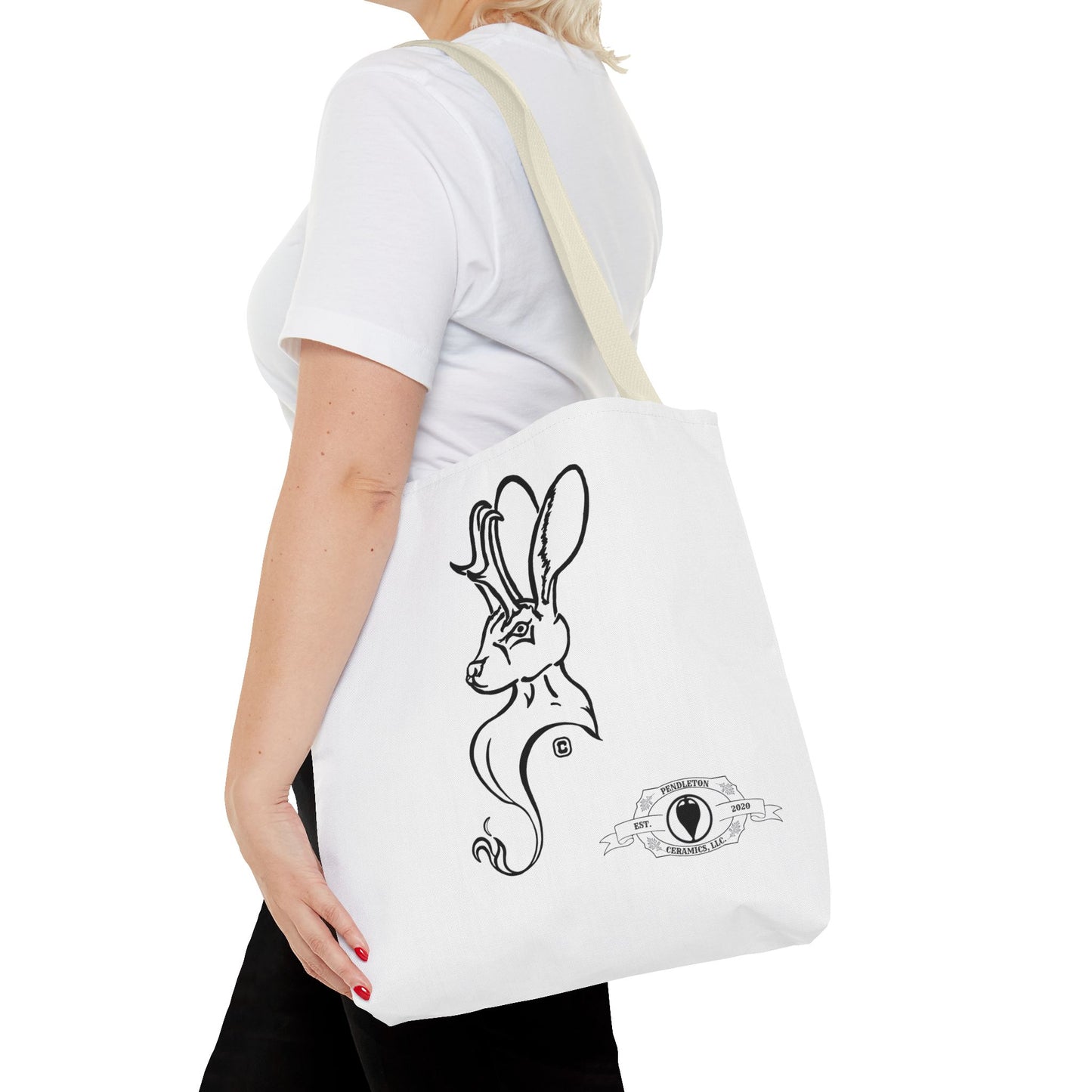 Jackalope Bust Drawing Tote White Bag