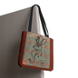 Copper Metal Jackalope Bust Drawing Tote Brown Bag