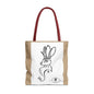 Jackalope Bust Drawing Tote Bag with Tan Stripe