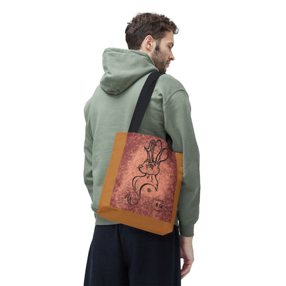 Dust Storm Jackalope Bust Drawing Tote Brown Bag