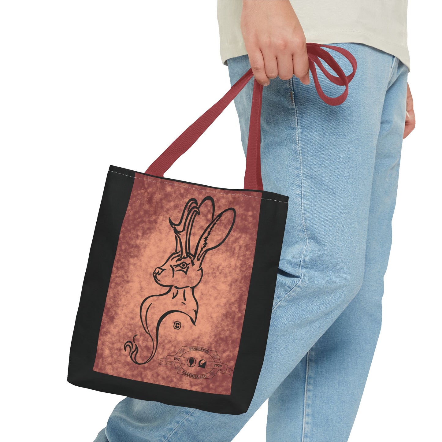 Dust Storm Jackalope Bust Drawing Tote Black Bag