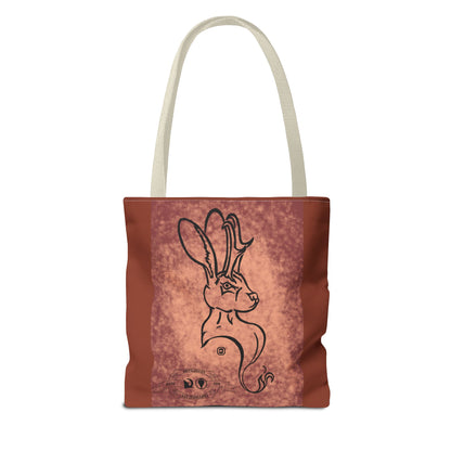 Dust Storm Jackalope Bust Drawing Tote Brown Bag