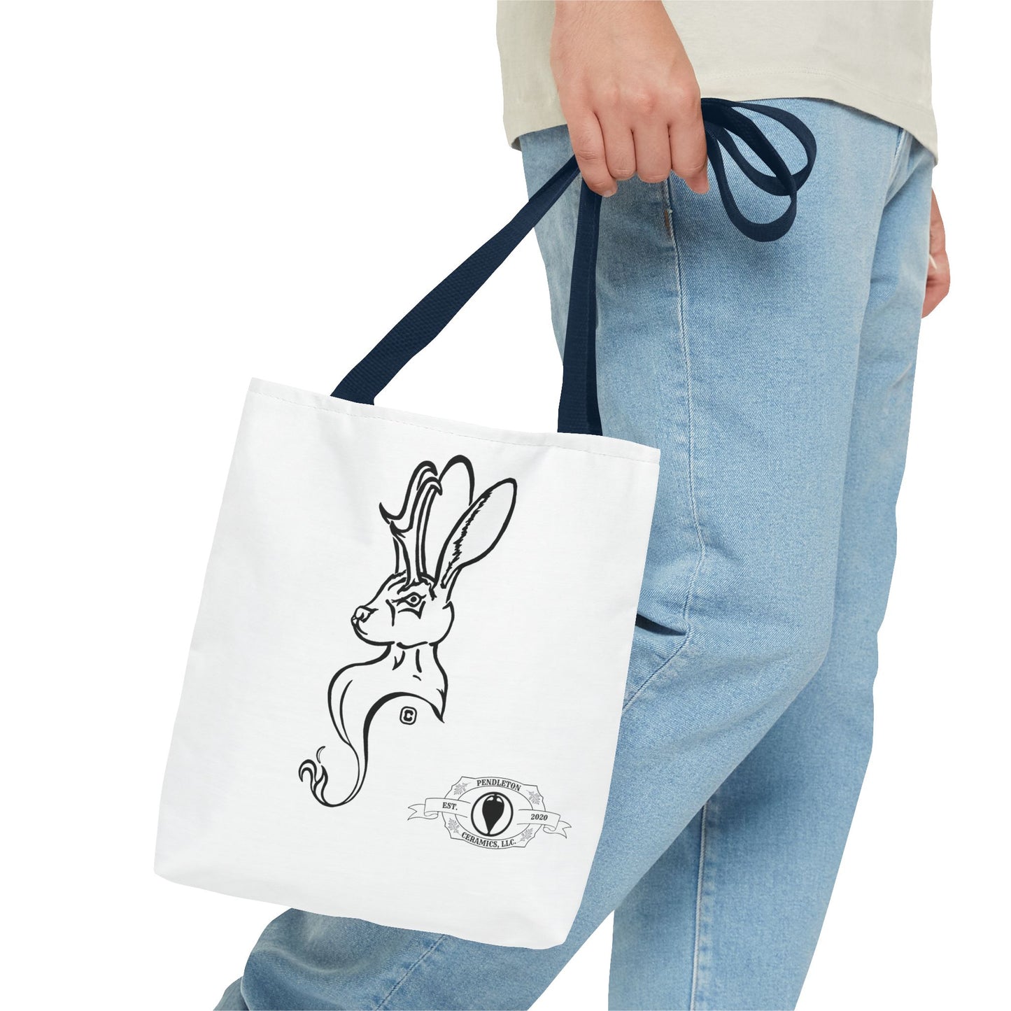 Jackalope Bust Drawing Tote White Bag