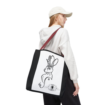 Jackalope Bust Drawing Tote Bag with Black Stripe