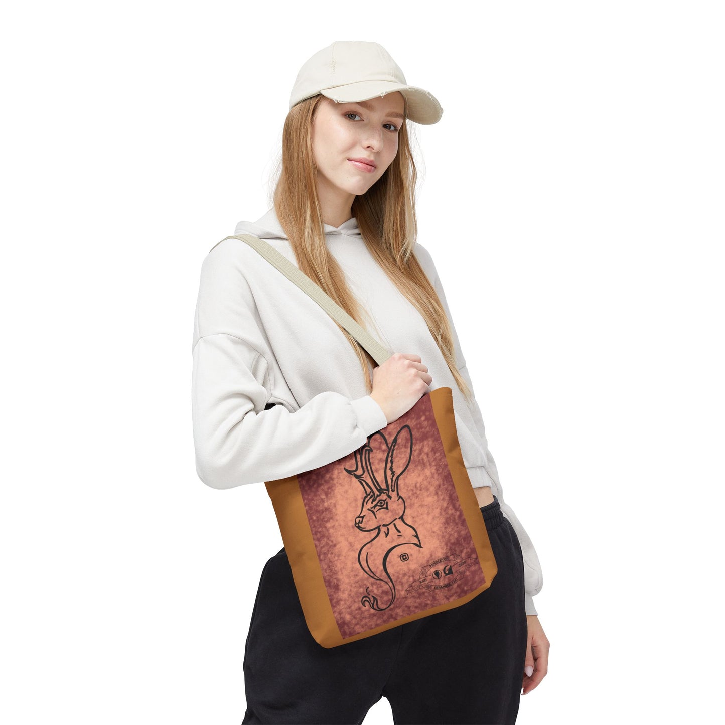 Dust Storm Jackalope Bust Drawing Tote Brown Bag