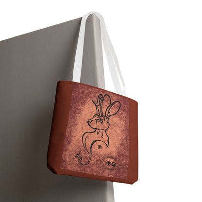 Dust Storm Jackalope Bust Drawing Tote Brown Bag