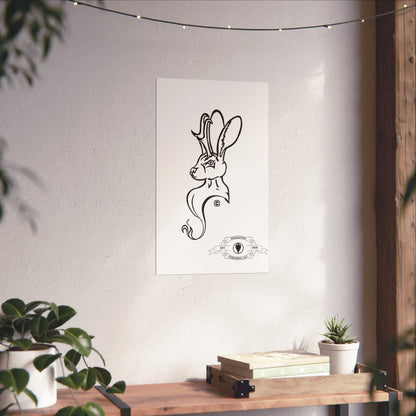 Jackalope Bust Drawing Matte Vertical Posters
