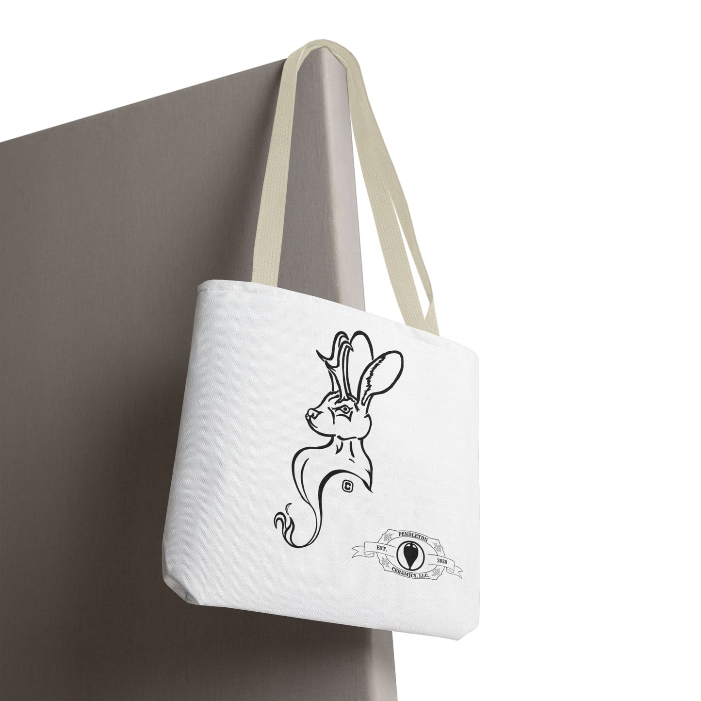 Jackalope Bust Drawing Tote White Bag