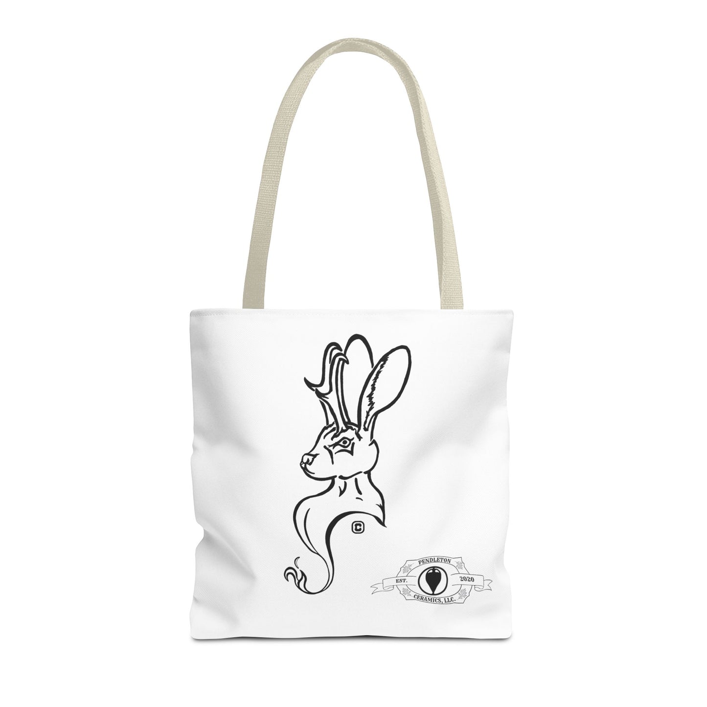 Jackalope Bust Drawing Tote White Bag