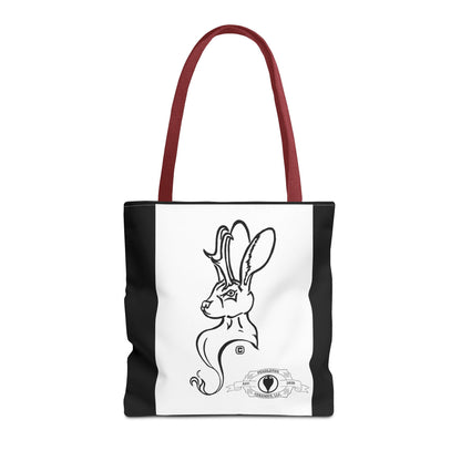 Jackalope Bust Drawing Tote Bag with Black Stripe