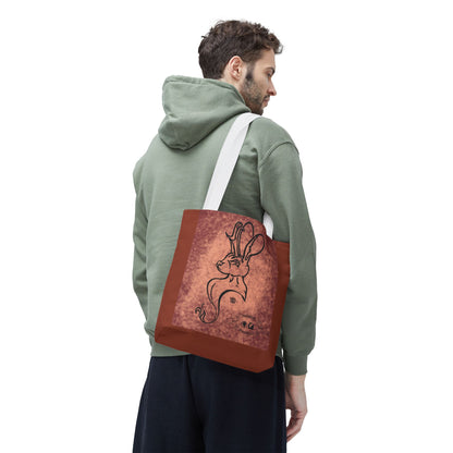 Dust Storm Jackalope Bust Drawing Tote Brown Bag