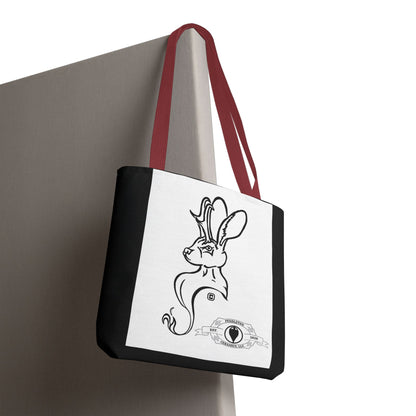 Jackalope Bust Drawing Tote Bag with Black Stripe