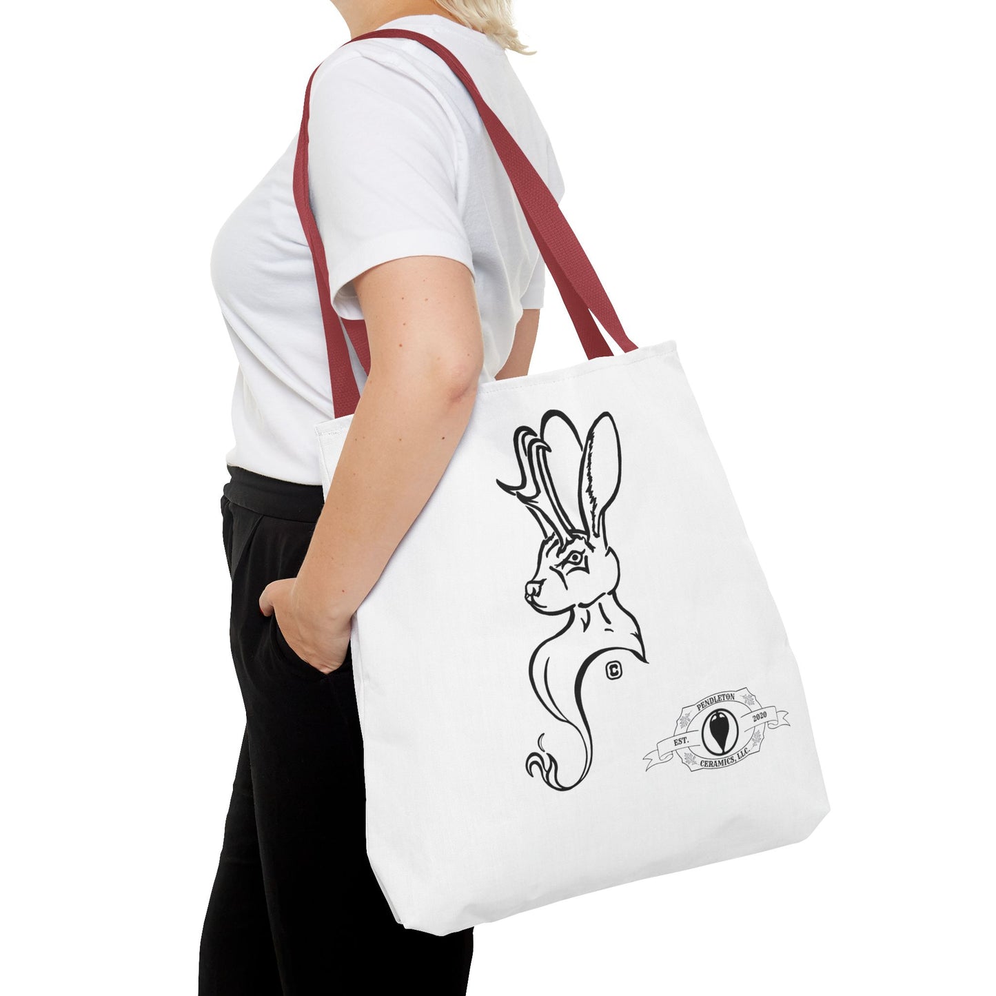 Jackalope Bust Drawing Tote White Bag
