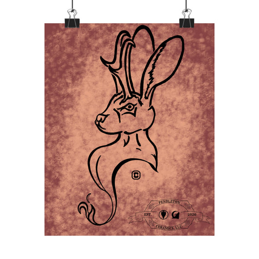 Dust Storm Jackalope Bust Drawing Wall Art