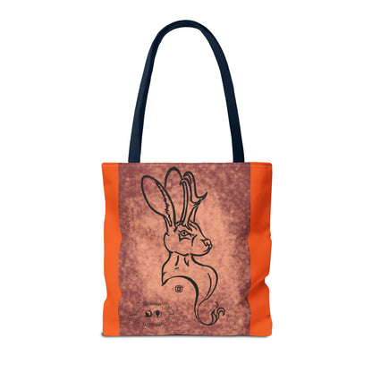 Dust Storm Jackalope Bust Drawing Tote Orange Bag