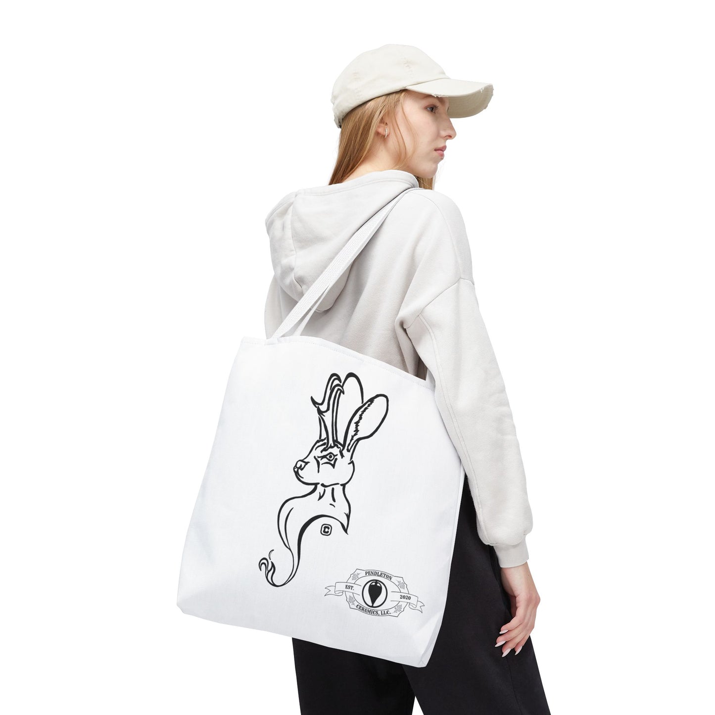 Jackalope Bust Drawing Tote White Bag