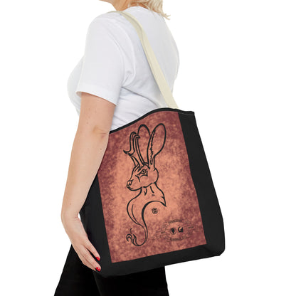 Dust Storm Jackalope Bust Drawing Tote Black Bag