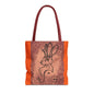 Dust Storm Jackalope Bust Drawing Tote Orange Bag