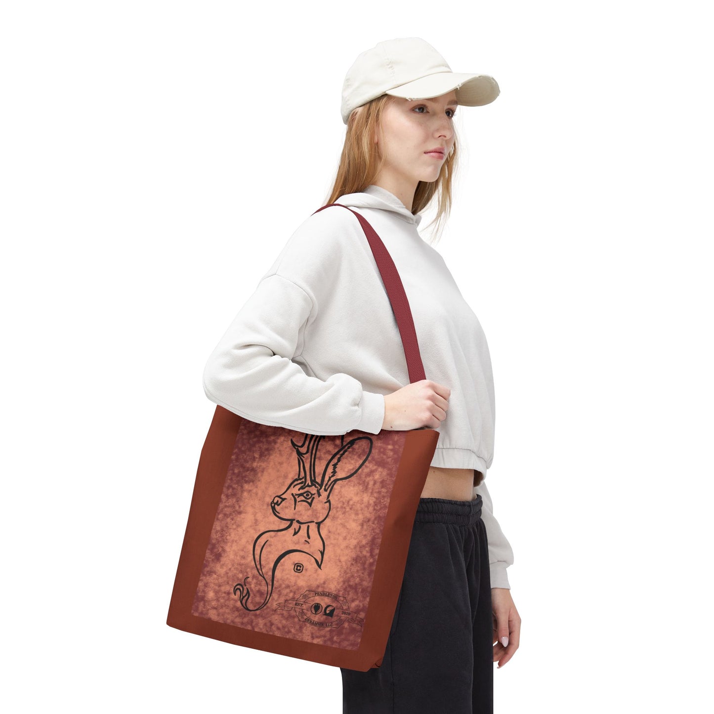 Dust Storm Jackalope Bust Drawing Tote Brown Bag