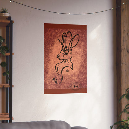 Dust Storm Jackalope Bust Drawing Wall Art