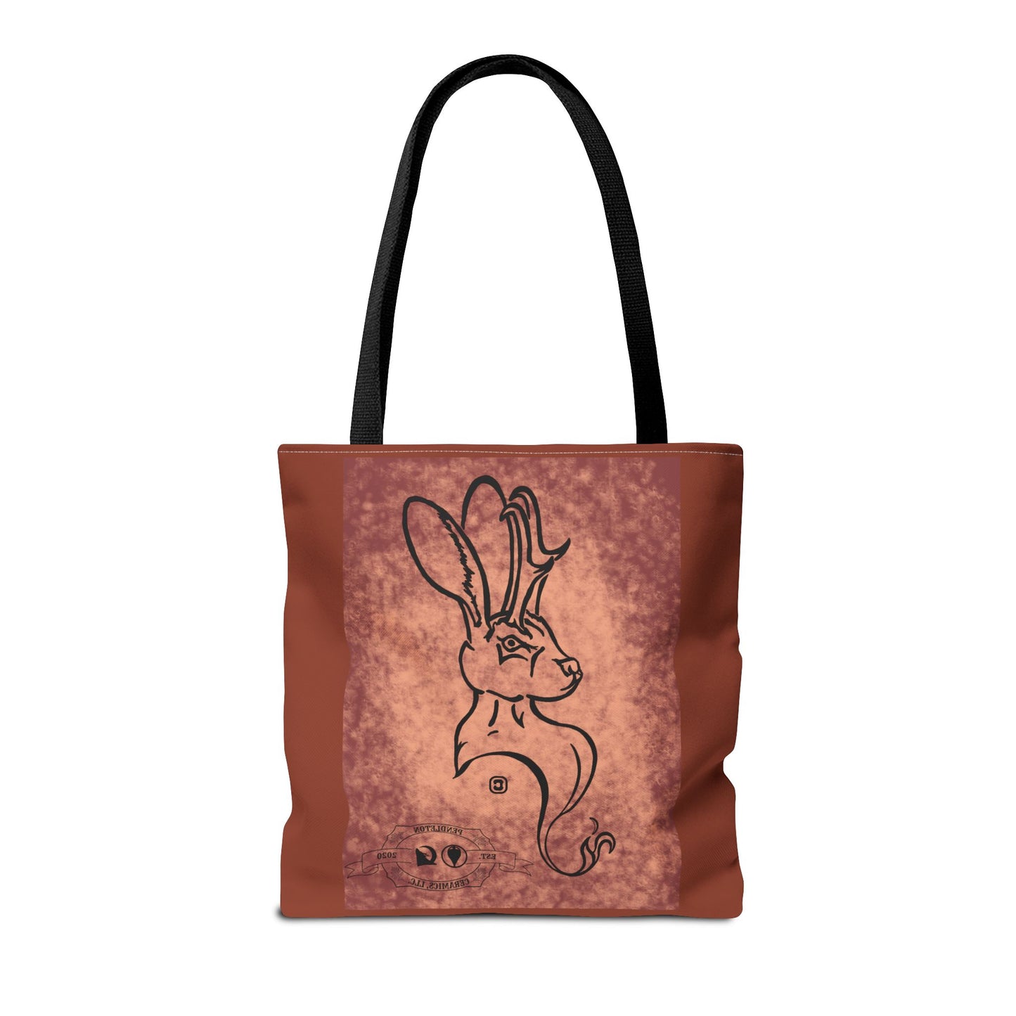 Dust Storm Jackalope Bust Drawing Tote Brown Bag
