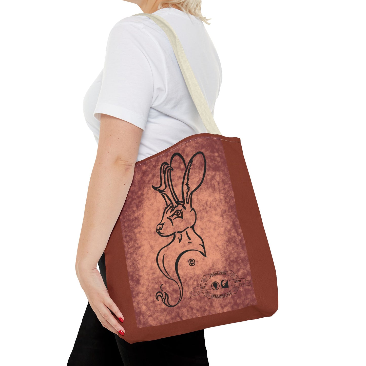 Dust Storm Jackalope Bust Drawing Tote Brown Bag