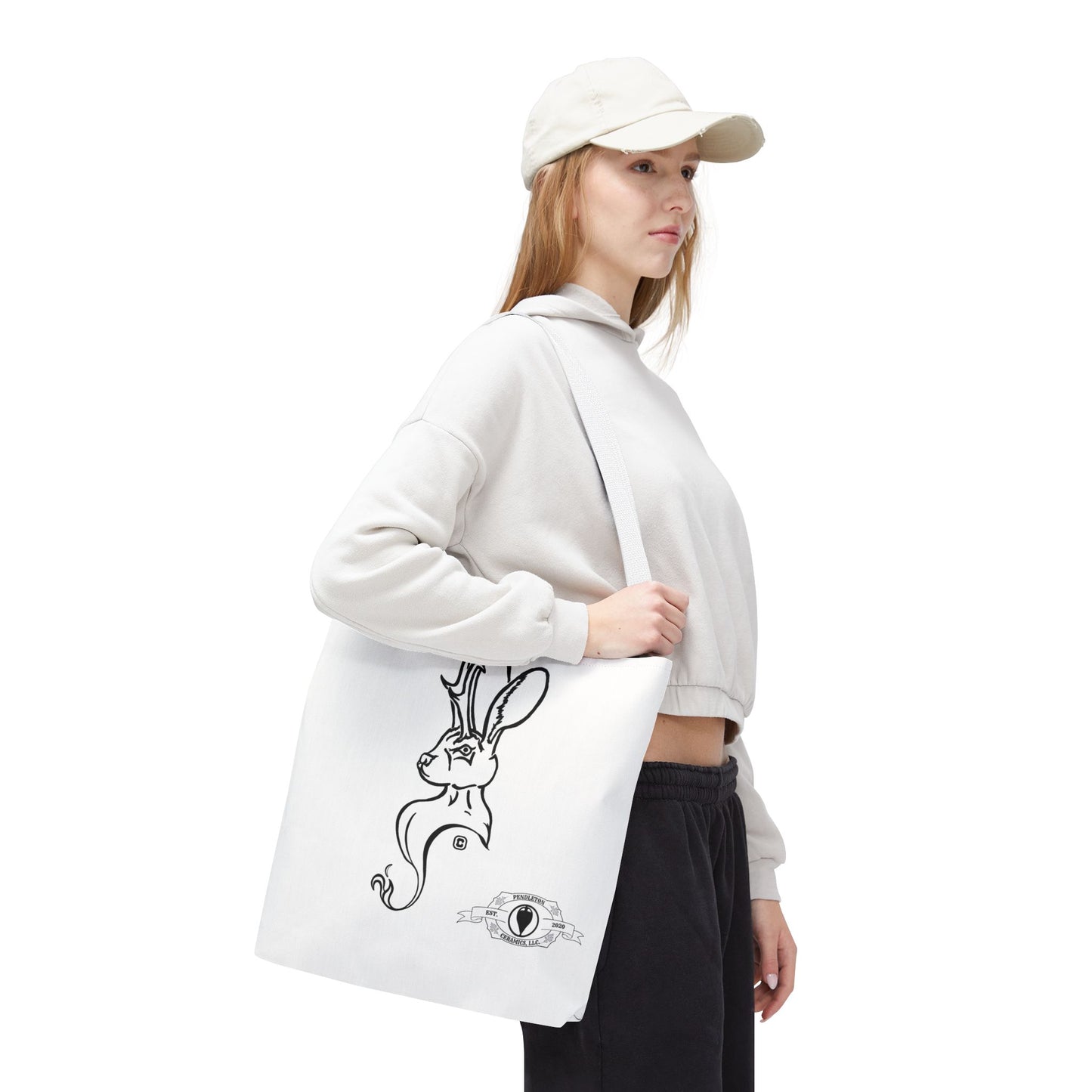 Jackalope Bust Drawing Tote White Bag