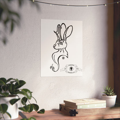 Jackalope Bust Drawing Matte Vertical Posters