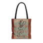 Copper Metal Jackalope Bust Drawing Tote Brown Bag
