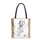 Jackalope Bust Drawing Tote Bag with Tan Stripe