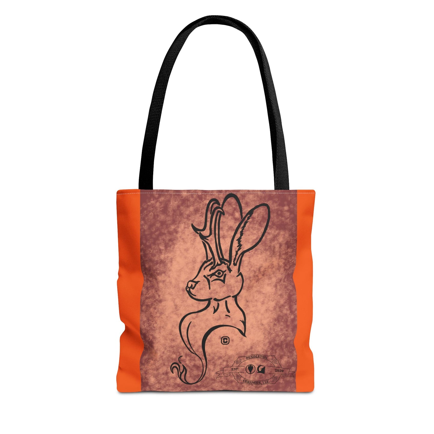 Dust Storm Jackalope Bust Drawing Tote Orange Bag
