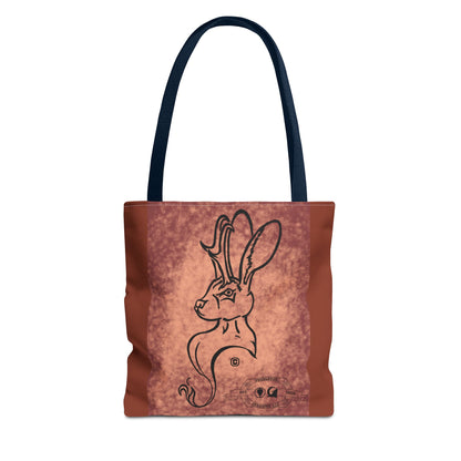 Dust Storm Jackalope Bust Drawing Tote Brown Bag