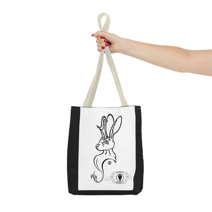 Jackalope Bust Drawing Tote Bag with Black Stripe