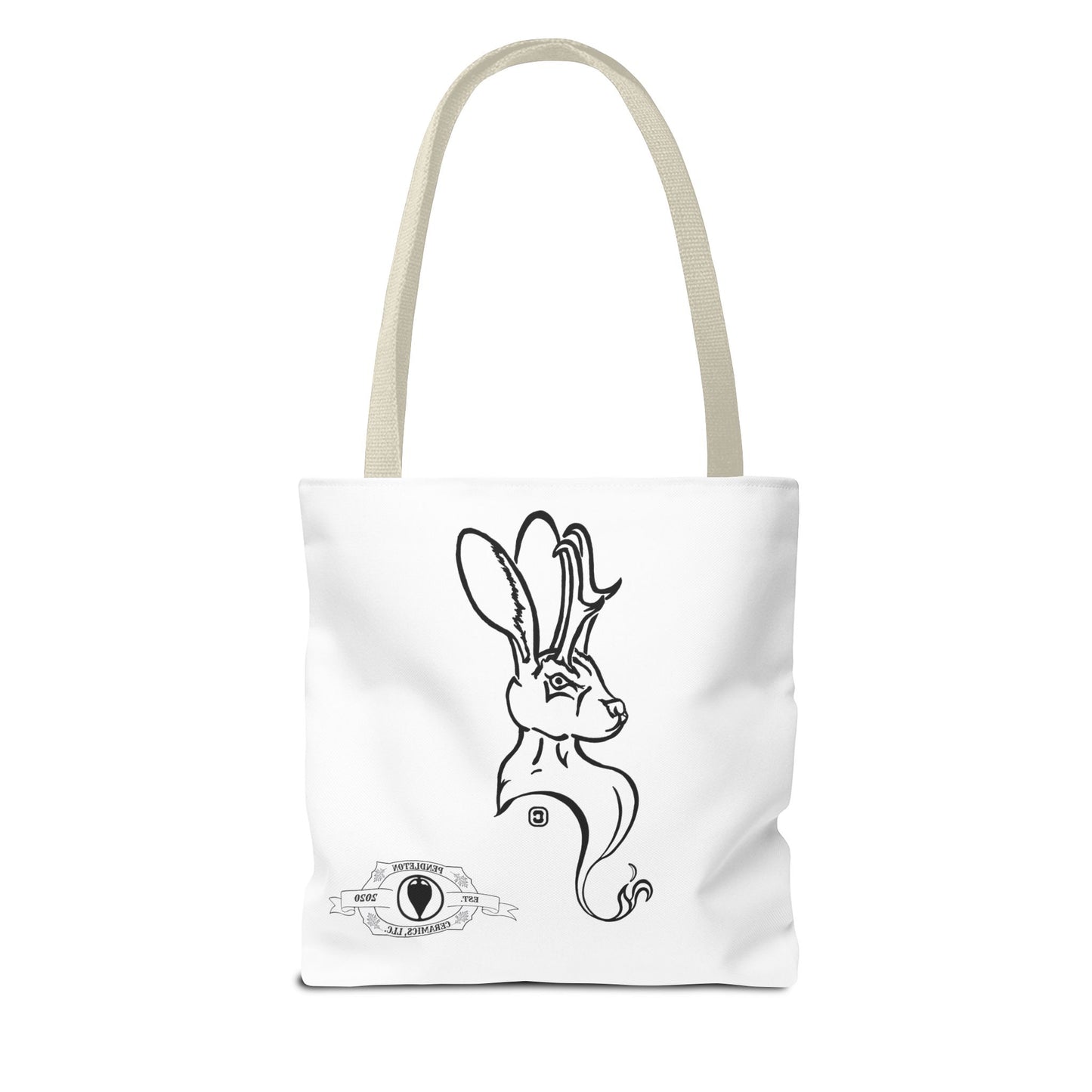Jackalope Bust Drawing Tote White Bag