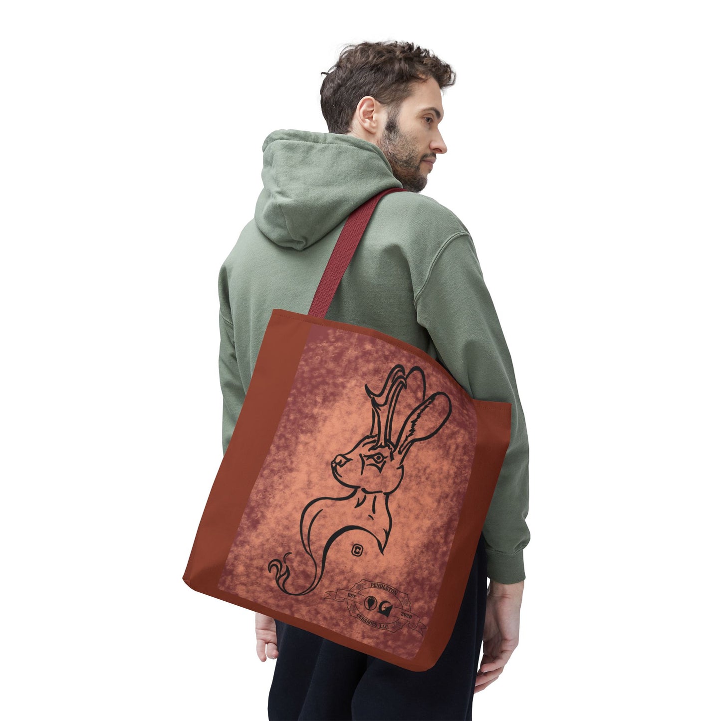 Dust Storm Jackalope Bust Drawing Tote Brown Bag