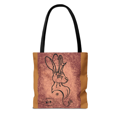Dust Storm Jackalope Bust Drawing Tote Brown Bag