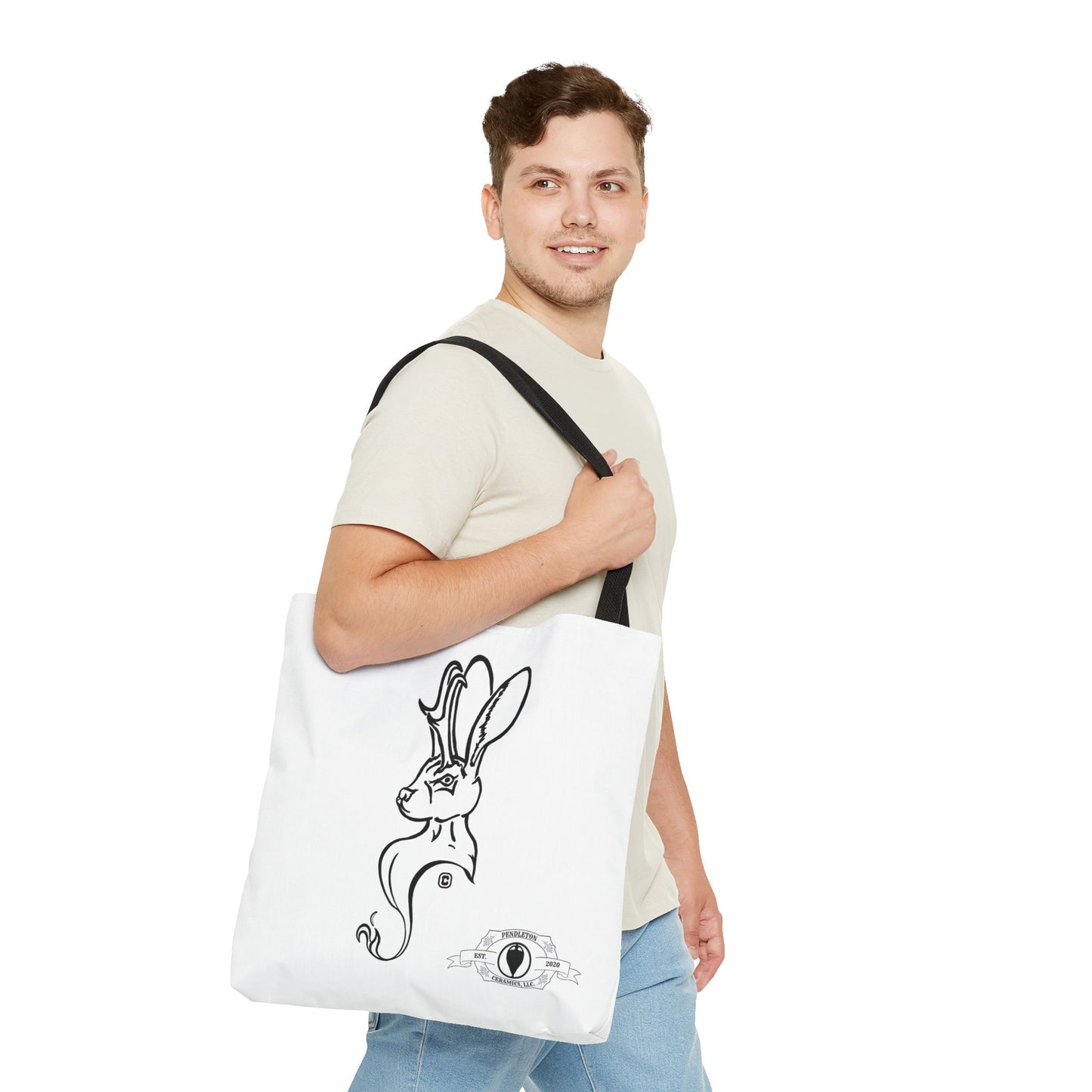 Jackalope Bust Drawing Tote White Bag
